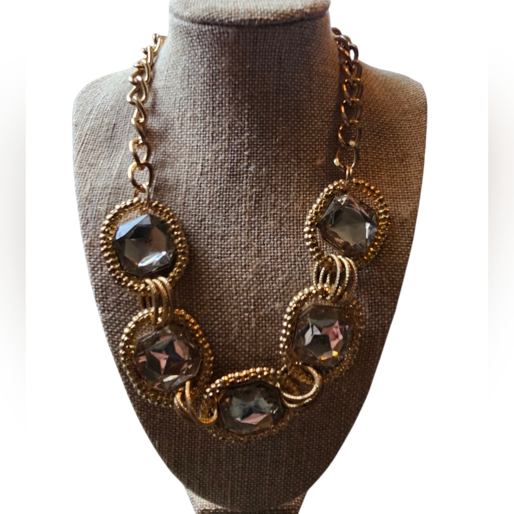 Elegant Gold and Silver‎ Statement Necklace